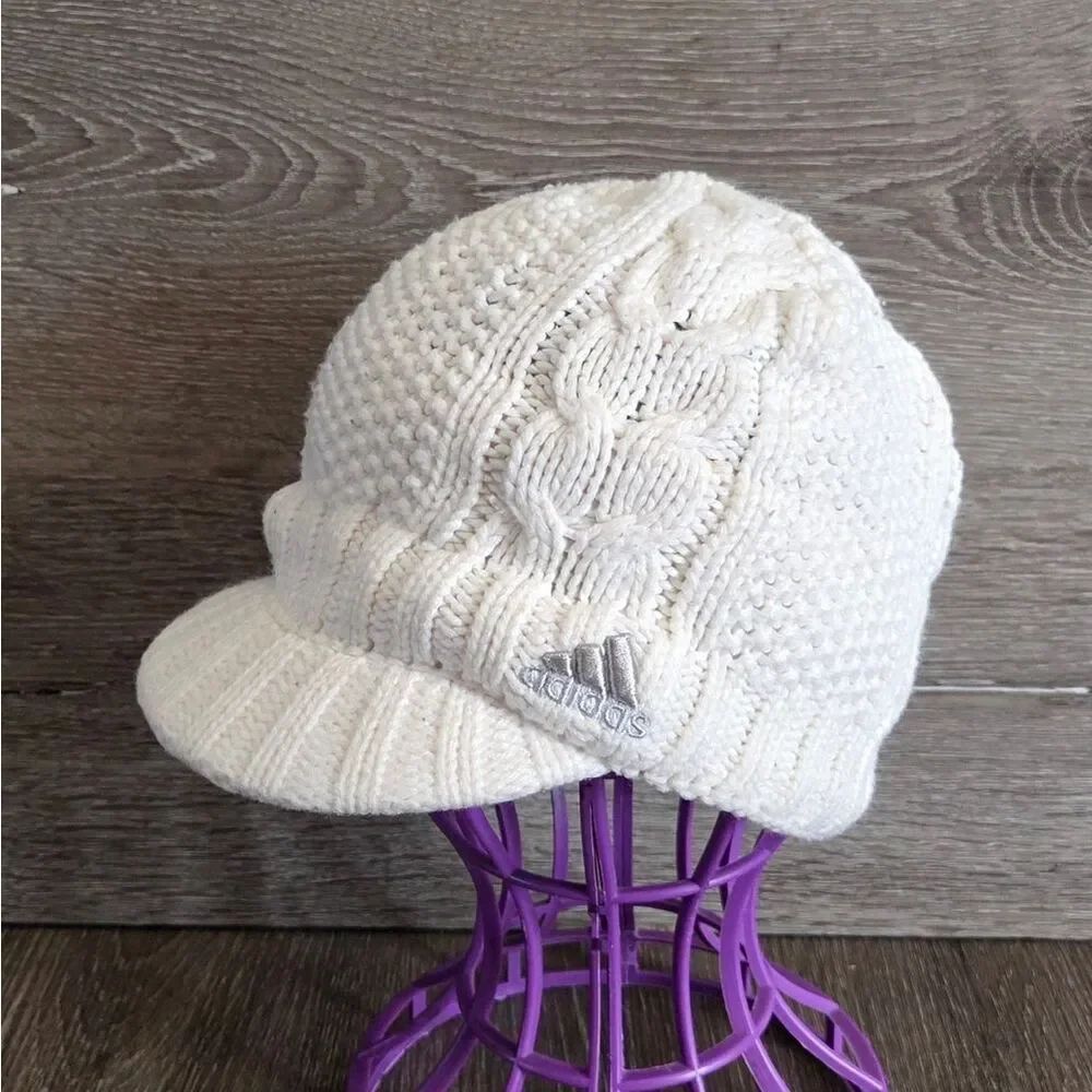 adidas Ivory Cable-Knit Visor Hat